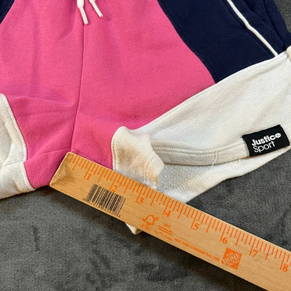 Justice Sweat Shorts Color‎ Block Drawstring Waist Pink Blue Girls Medium (10)